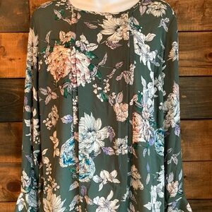 New Liz Claiborne dress shirt green floral size Large!